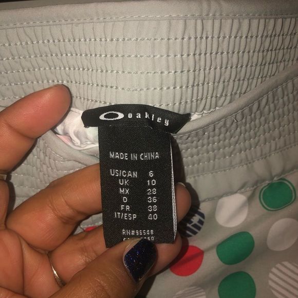 Oakley Women's Polka Dot Shorts - White, Red, Blue - Picture 8 of 8